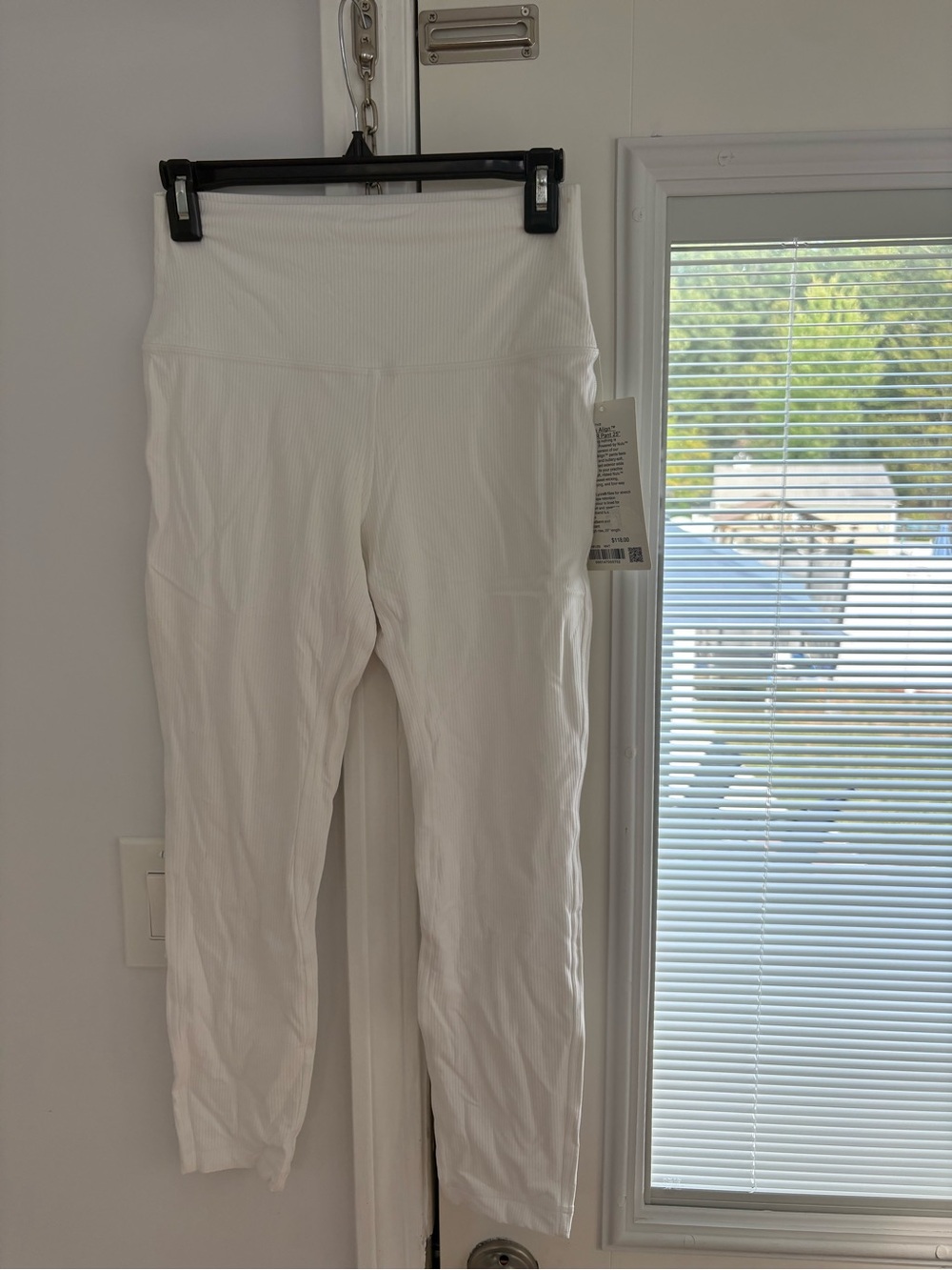 High-Waist Lululemon White Ribbed Leggings - Women Pants & Jumpsuits